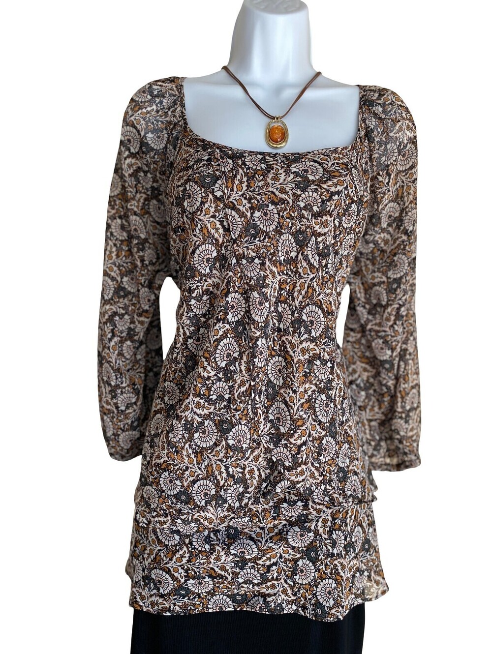 VTG Dressbarn Plus 1X Boho Paisley Tunic Blouse Fall Festival Cottagecore Dainty